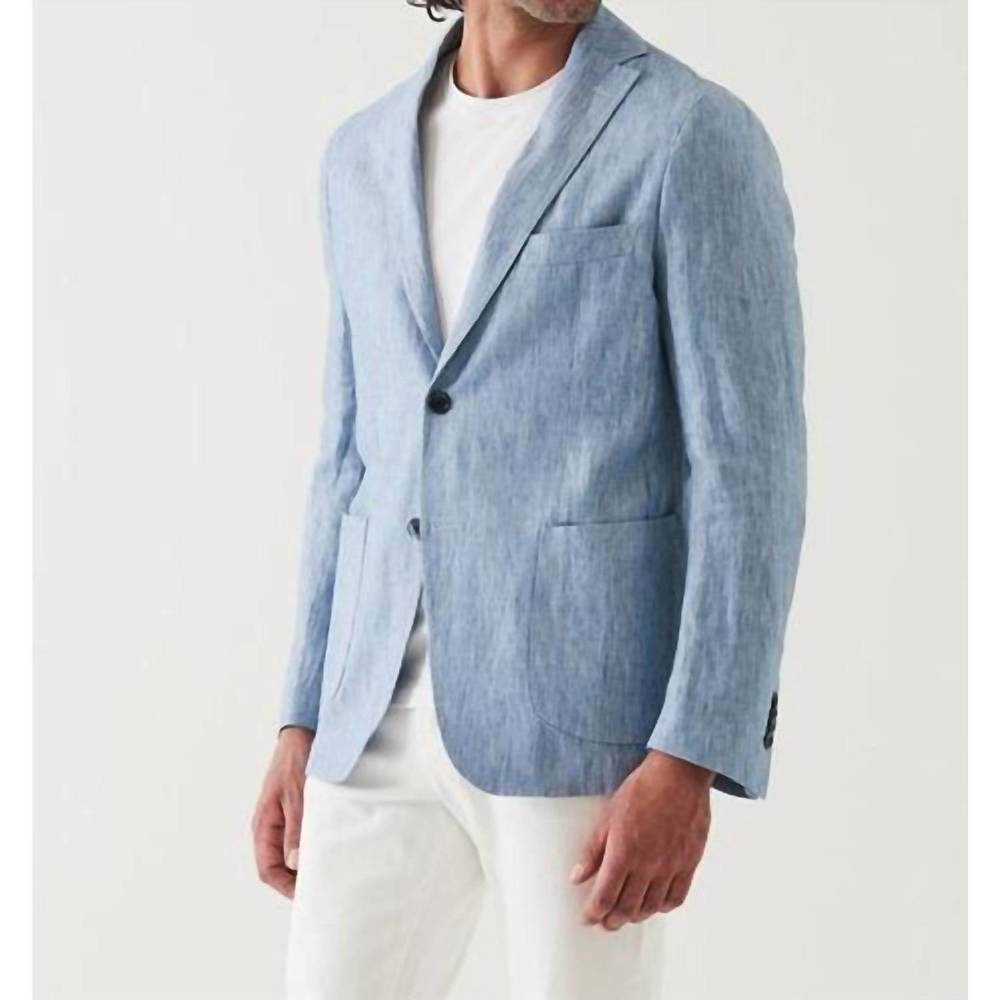 NEW PATRICK ASSARAF striped linen two-button blazer in horizon